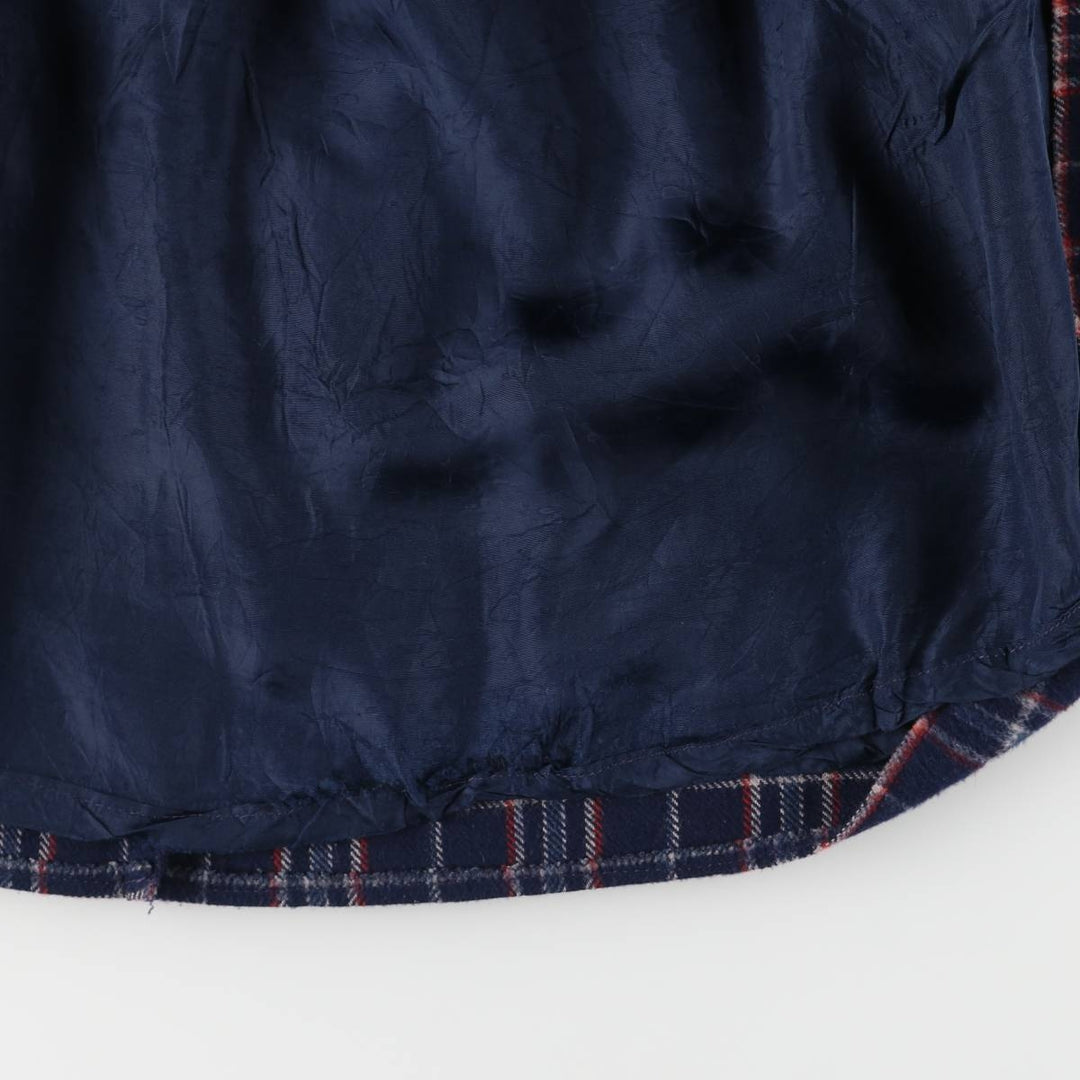 Vintage 70s-80'S Stadick Model Check Pattern Wool Half-Length Pleated Skirt, Women's Size Medium wool navy blue type Vintage Second Hand