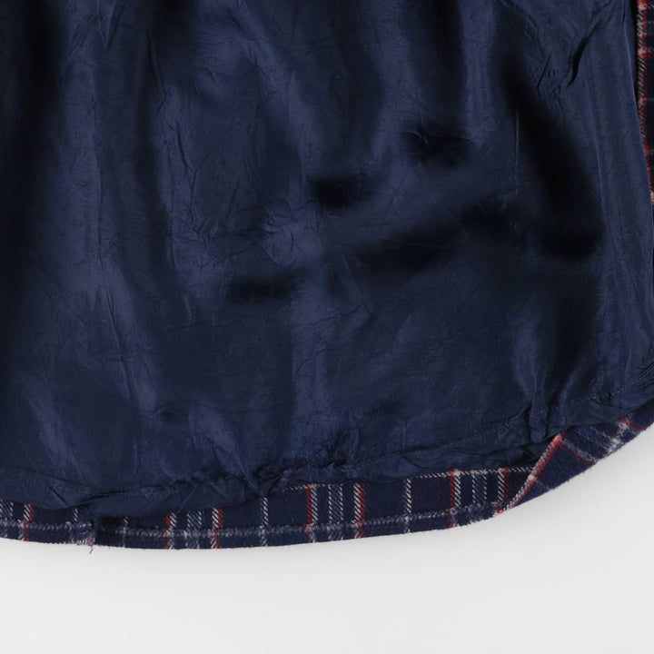 Vintage 70s-80'S Stadick Model Check Pattern Wool Half-Length Pleated Skirt, Women's Size Medium wool navy blue type Vintage Second Hand