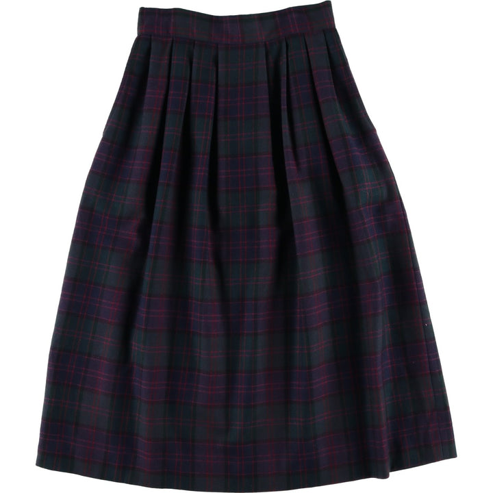 John Alexander Check Pattern Midi-Length Flared Skirt, Women's Size M, Zipper Fly unclear dark green Vintage Second Hand