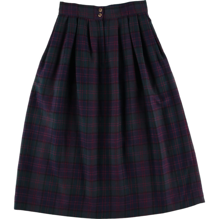 John Alexander Check Pattern Midi-Length Flared Skirt, Women's Size M, Zipper Fly unclear dark green Vintage Second Hand