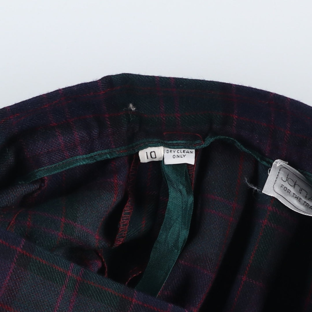 John Alexander Check Pattern Midi-Length Flared Skirt, Women's Size M, Zipper Fly unclear dark green Vintage Second Hand
