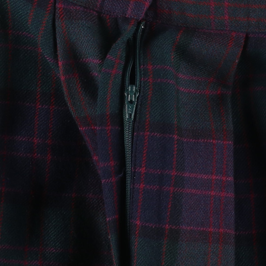 John Alexander Check Pattern Midi-Length Flared Skirt, Women's Size M, Zipper Fly unclear dark green Vintage Second Hand