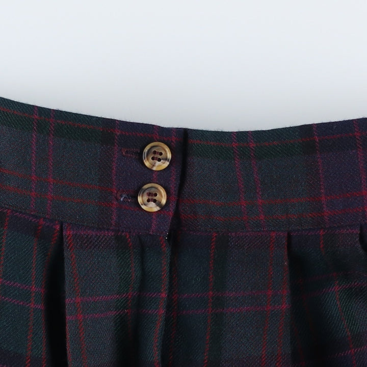 John Alexander Check Pattern Midi-Length Flared Skirt, Women's Size M, Zipper Fly unclear dark green Vintage Second Hand