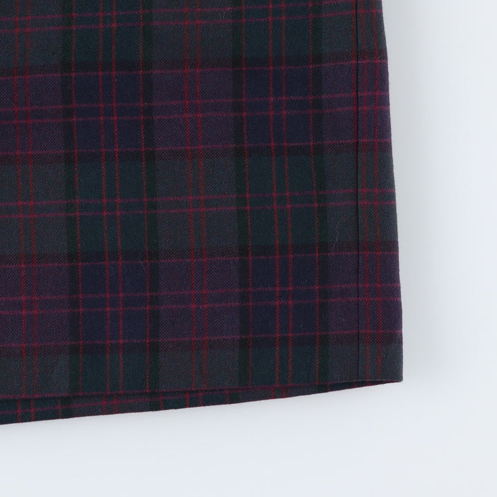 John Alexander Check Pattern Midi-Length Flared Skirt, Women's Size M, Zipper Fly unclear dark green Vintage Second Hand