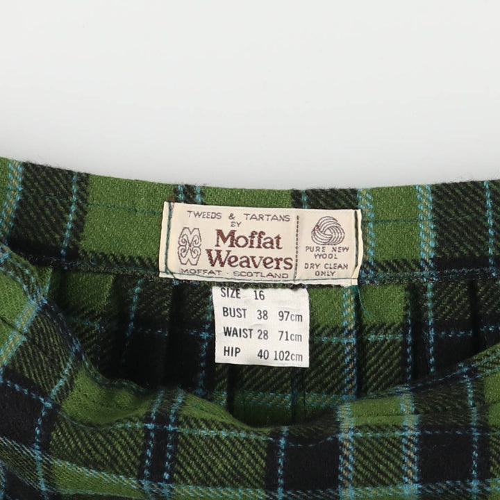 Moffat Weavers Check Pattern Wool Midi Wrap Skirt, Women's, Size L, Vintage unclear green type Vintage Second Hand