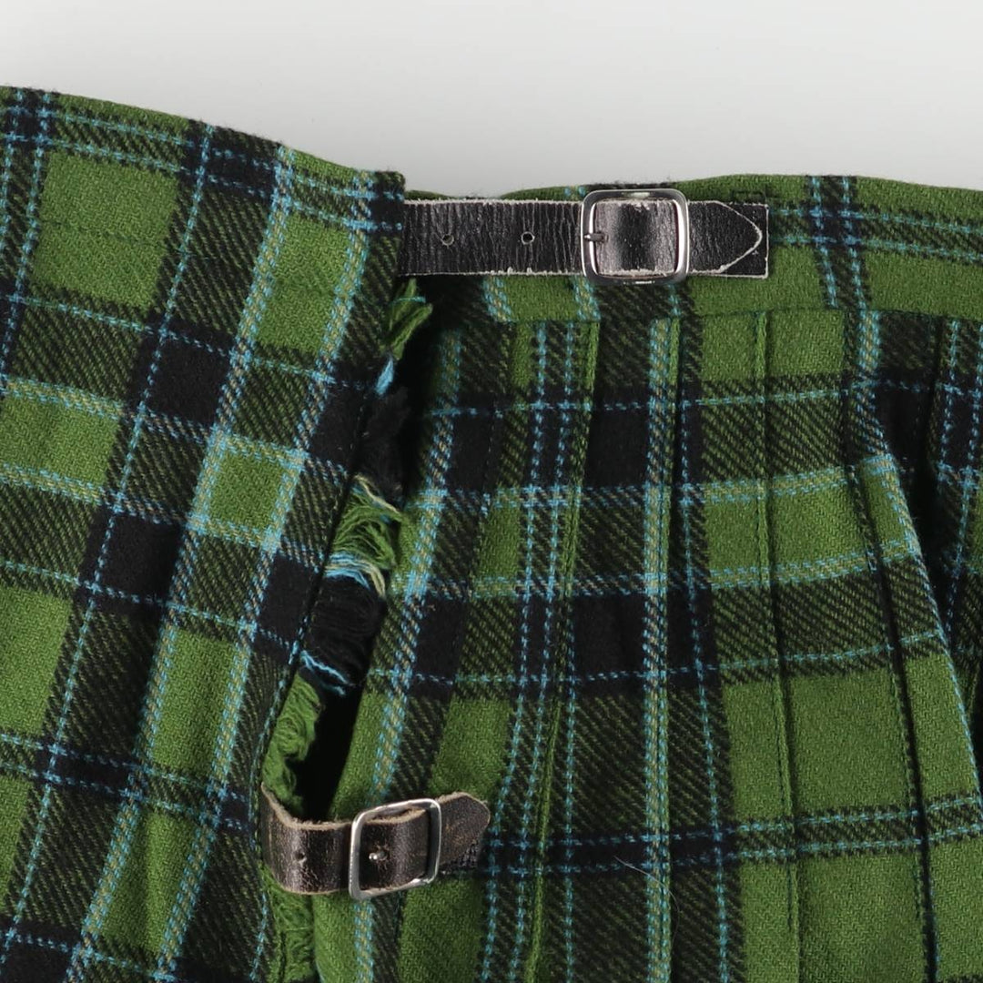Moffat Weavers Check Pattern Wool Midi Wrap Skirt, Women's, Size L, Vintage unclear green type Vintage Second Hand