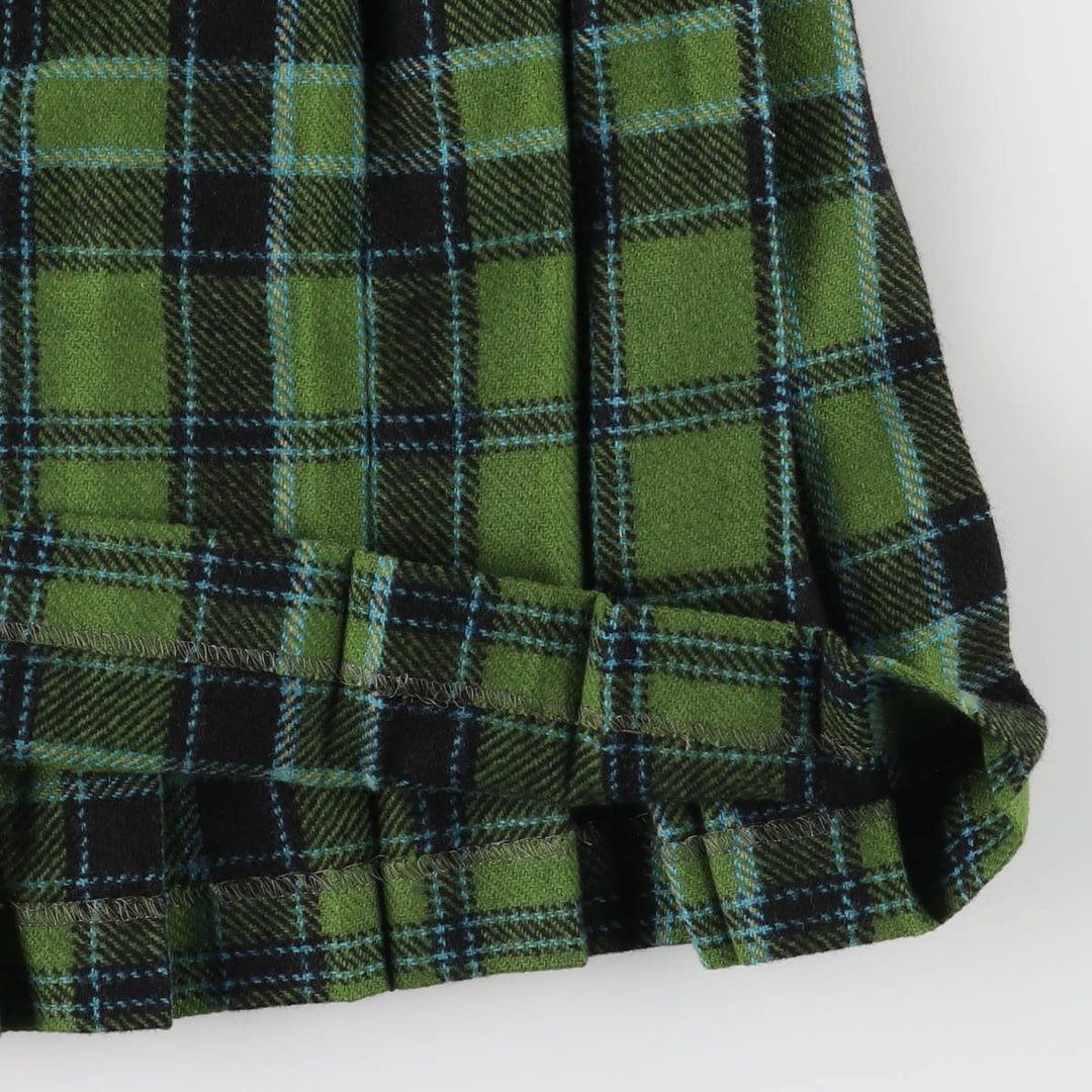 Moffat Weavers Check Pattern Wool Midi Wrap Skirt, Women's, Size L, Vintage unclear green type Vintage Second Hand