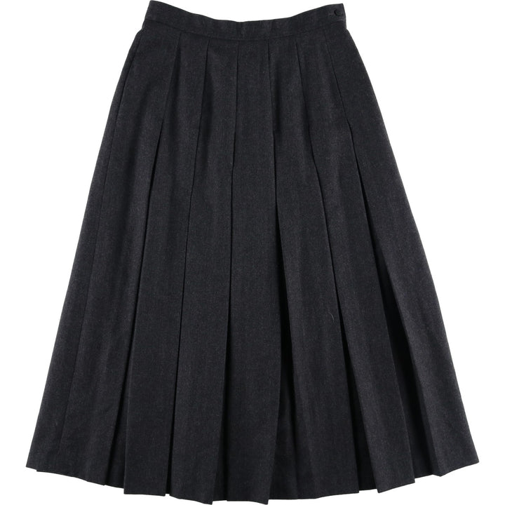Liz Claiborne Wool Long Pleated Skirt, Women's Size M wool Charcoal Vintage Second Hand