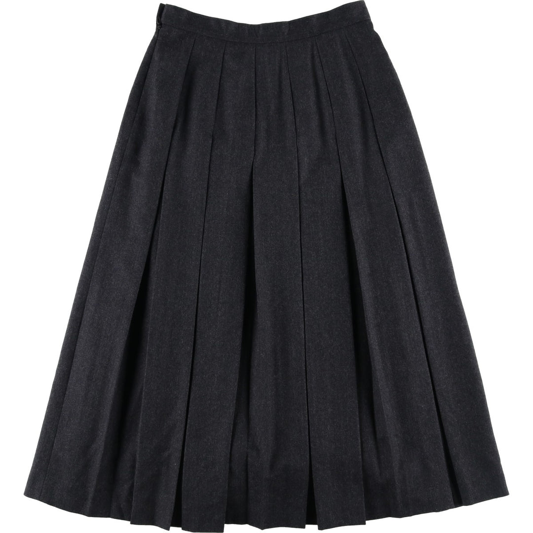 Liz Claiborne Wool Long Pleated Skirt, Women's Size M wool Charcoal Vintage Second Hand