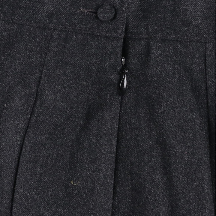 Liz Claiborne Wool Long Pleated Skirt, Women's Size M wool Charcoal Vintage Second Hand