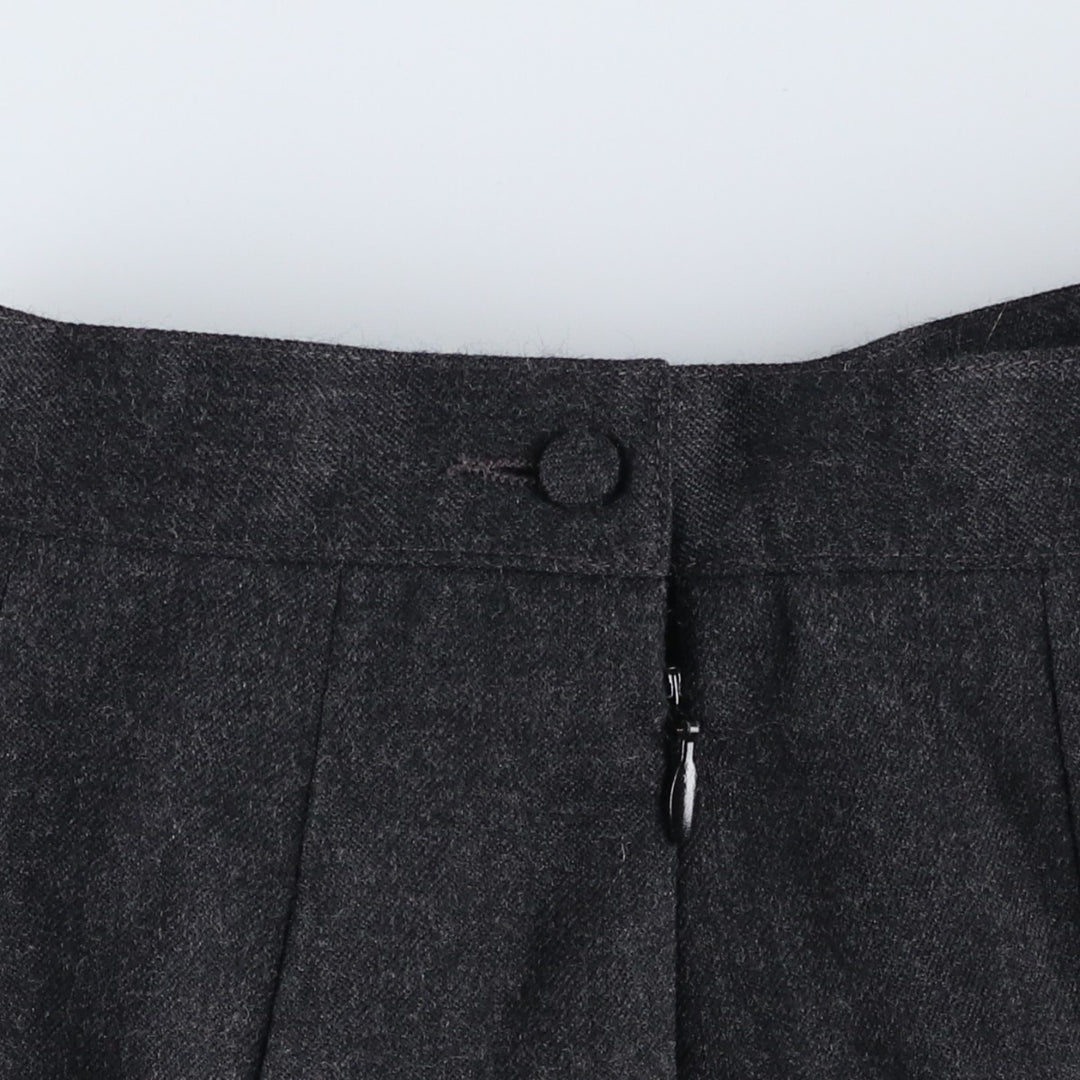 Liz Claiborne Wool Long Pleated Skirt, Women's Size M wool Charcoal Vintage Second Hand
