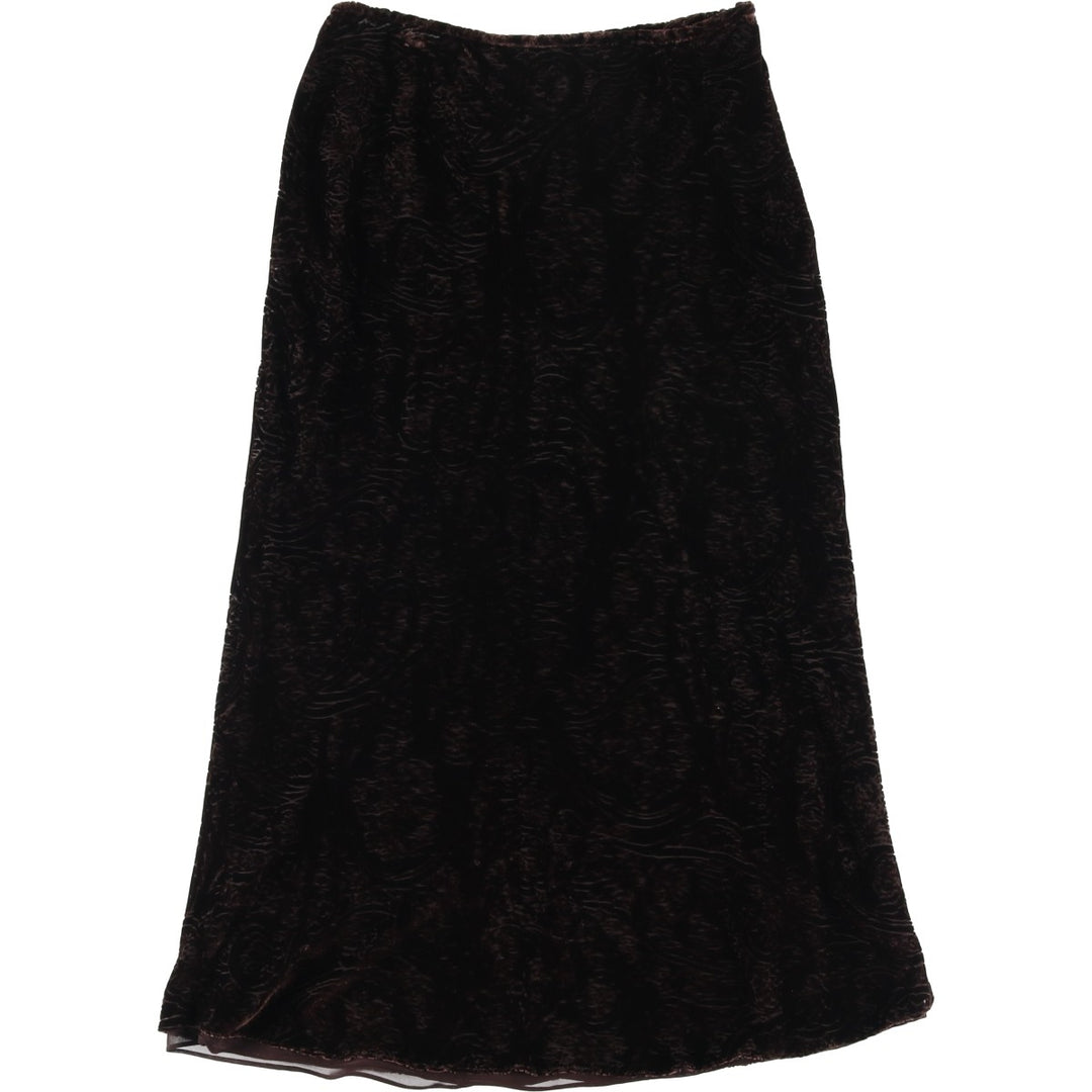 Ralph Lauren LAUREN Lauren all-over print velour long A-line skirt, women's size XXL Rayon brown type Vintage Second Hand
