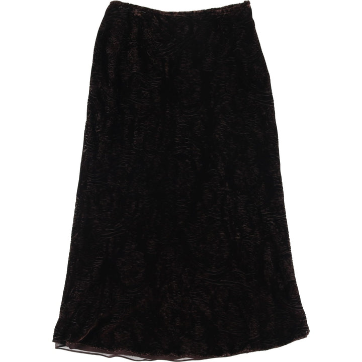 Ralph Lauren LAUREN Lauren all-over print velour long A-line skirt, women's size XXL Rayon brown type Vintage Second Hand