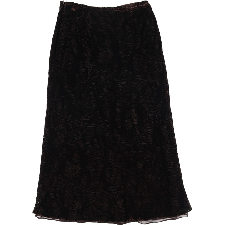 Ralph Lauren LAUREN Lauren all-over print velour long A-line skirt, women's size XXL Rayon brown type Vintage Second Hand