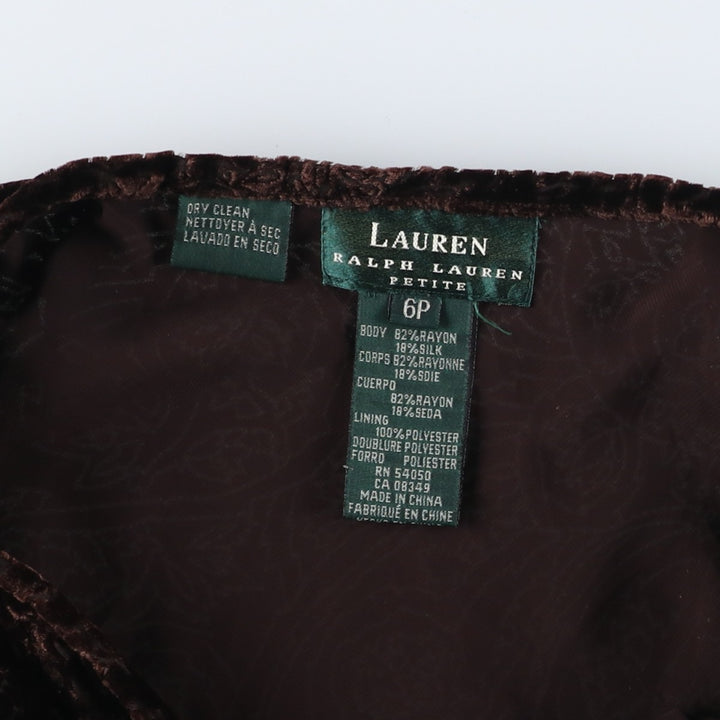 Ralph Lauren LAUREN Lauren all-over print velour long A-line skirt, women's size XXL Rayon brown type Vintage Second Hand