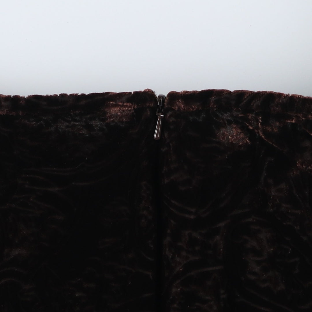 Ralph Lauren LAUREN Lauren all-over print velour long A-line skirt, women's size XXL Rayon brown type Vintage Second Hand