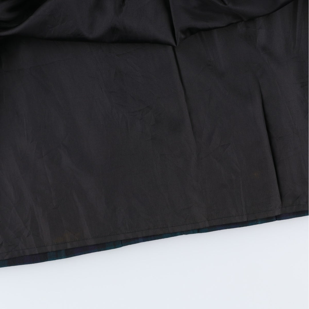 Laura Ashley Blackwatch Check Cotton and Wool Long Wrap Skirt, Made in the UK, Women's Size L wool navy blue type Vintage Second Hand