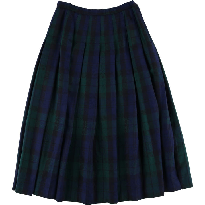 Pendleton Petite Blackwatch Check Paisley Pattern Wool Long Pleated Skirt, Women's Size L wool navy blue type Vintage Second Hand