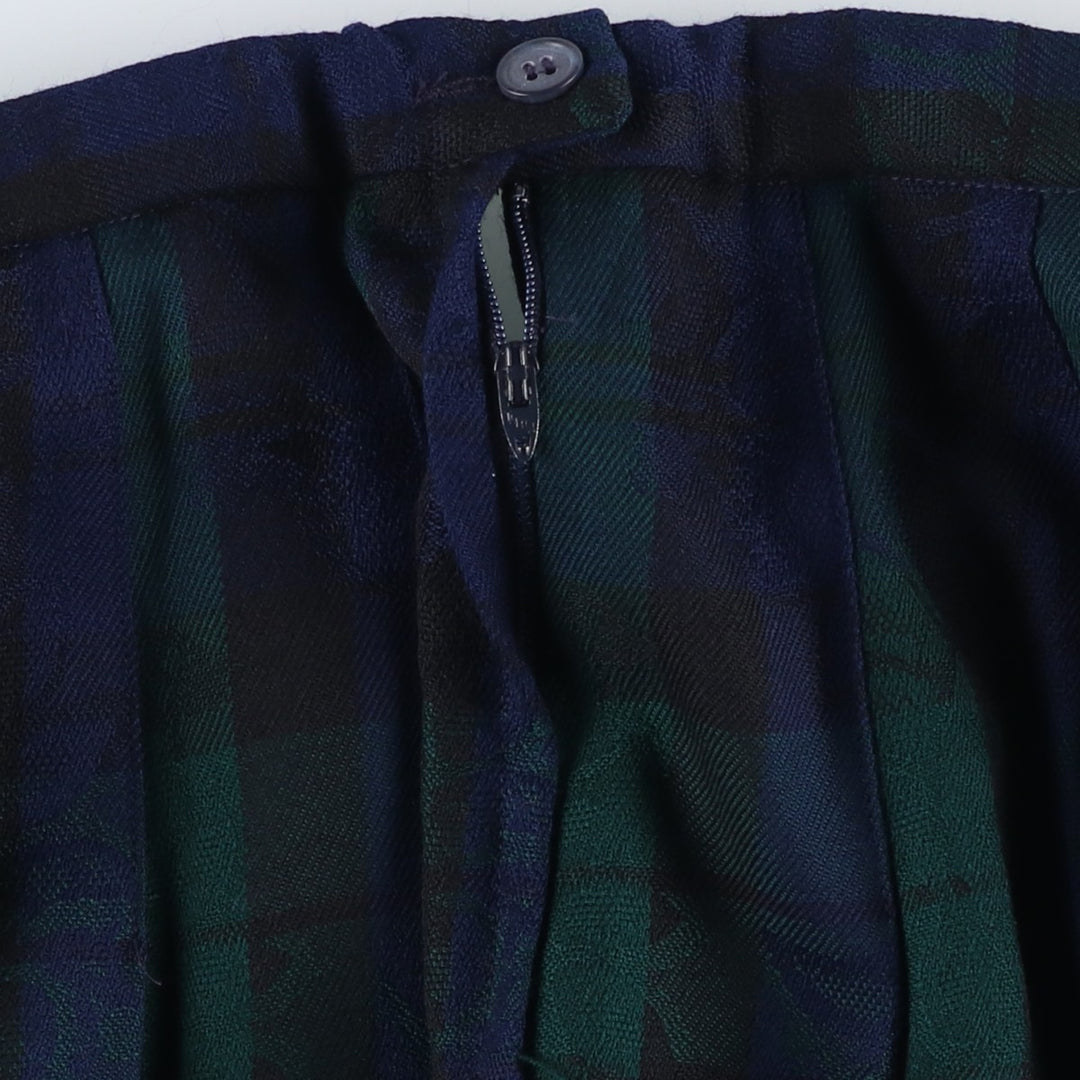 Pendleton Petite Blackwatch Check Paisley Pattern Wool Long Pleated Skirt, Women's Size L wool navy blue type Vintage Second Hand
