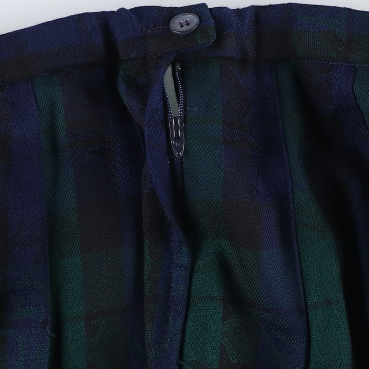 Pendleton Petite Blackwatch Check Paisley Pattern Wool Long Pleated Skirt, Women's Size L wool navy blue type Vintage Second Hand