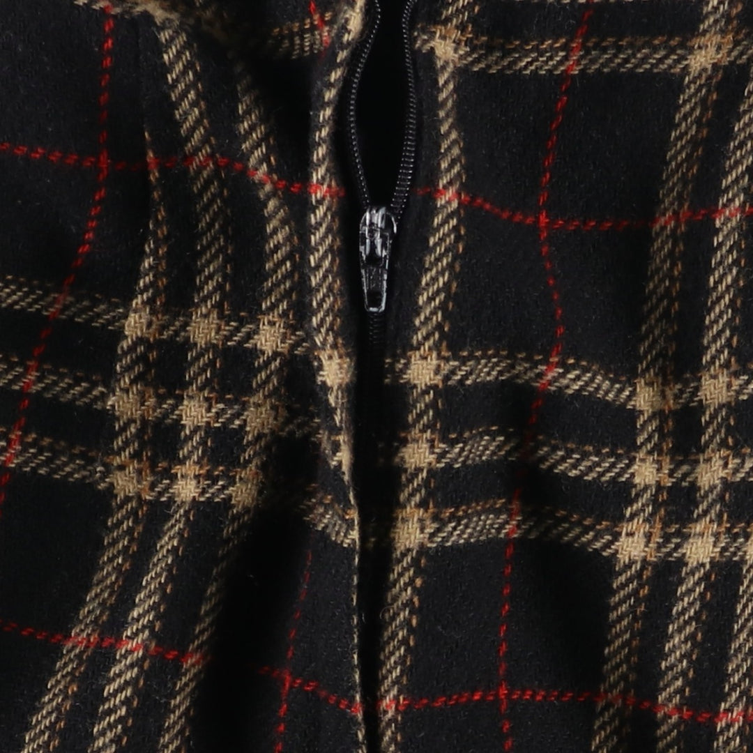 SAG HARBOR PETITE Check Pattern Fringed Wool Half-Length Tight Skirt, Women's Size M wool black type Vintage Second Hand