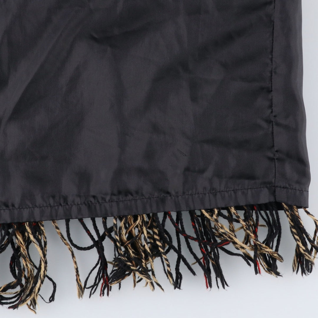 SAG HARBOR PETITE Check Pattern Fringed Wool Half-Length Tight Skirt, Women's Size M wool black type Vintage Second Hand