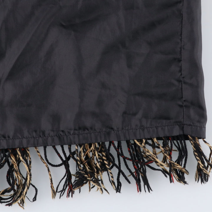 SAG HARBOR PETITE Check Pattern Fringed Wool Half-Length Tight Skirt, Women's Size M wool black type Vintage Second Hand
