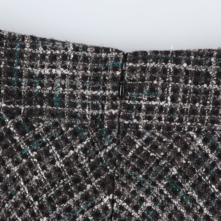 JONES WEAR Check Pattern Tweed Long A-Line Skirt, Women's Size L acrylic black type Vintage Second Hand