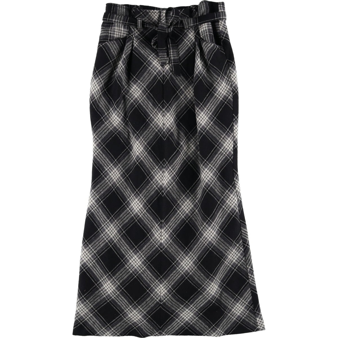 00'S Old Navy Check Pattern Maxi A-Line Skirt, Women's Size L polyester black type Vintage Second Hand