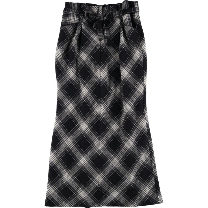 00'S Old Navy Check Pattern Maxi A-Line Skirt, Women's Size L polyester black type Vintage Second Hand