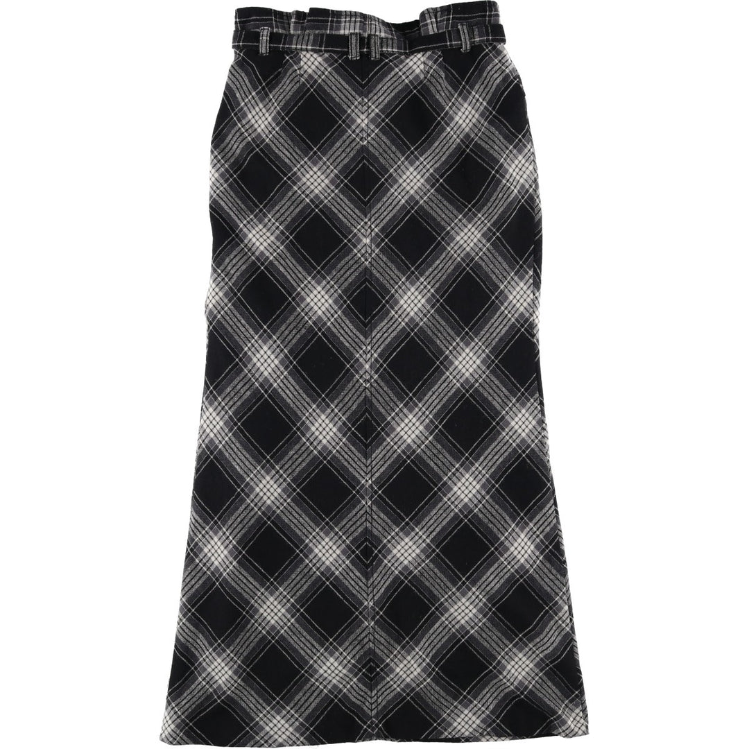 00'S Old Navy Check Pattern Maxi A-Line Skirt, Women's Size L polyester black type Vintage Second Hand