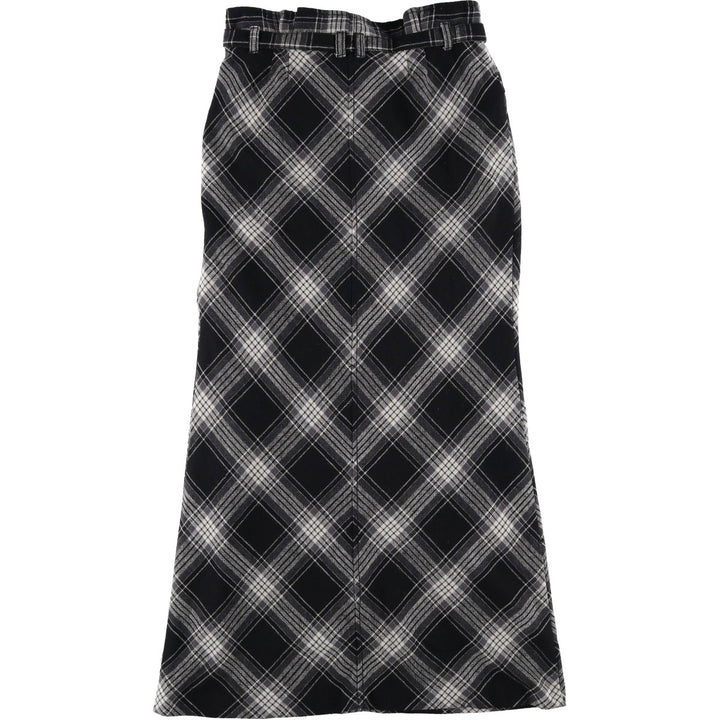 00'S Old Navy Check Pattern Maxi A-Line Skirt, Women's Size L polyester black type Vintage Second Hand