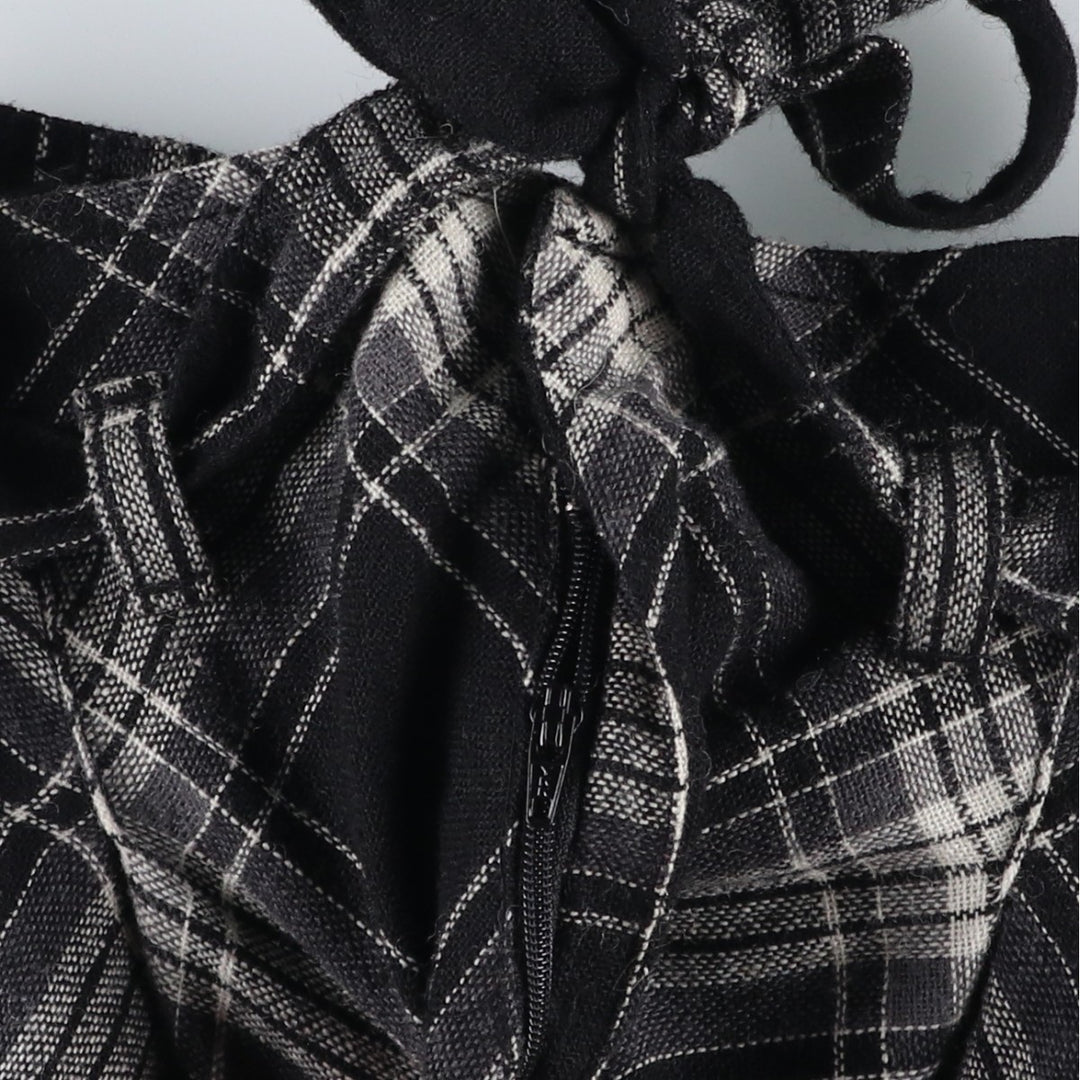 00'S Old Navy Check Pattern Maxi A-Line Skirt, Women's Size L polyester black type Vintage Second Hand