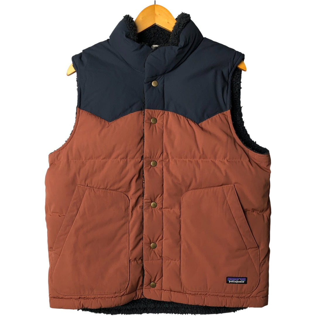 Patagonia 27588FA21 Reversible Fleece Down Vest, Men's Size Medium polyester navy blue type Vintage Second Hand