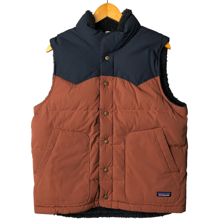 Patagonia 27588FA21 Reversible Fleece Down Vest, Men's Size Medium polyester navy blue type Vintage Second Hand