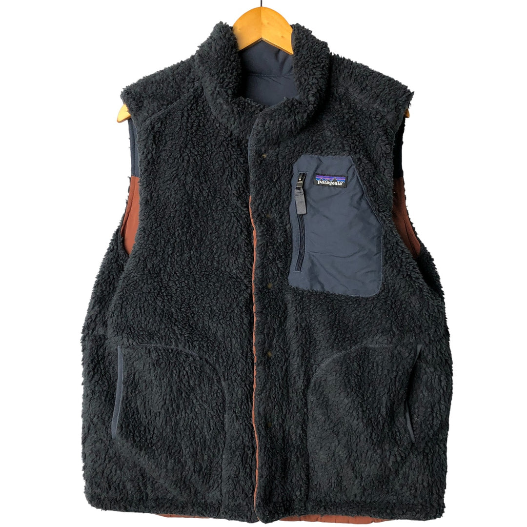 Patagonia 27588FA21 Reversible Fleece Down Vest, Men's Size Medium polyester navy blue type Vintage Second Hand