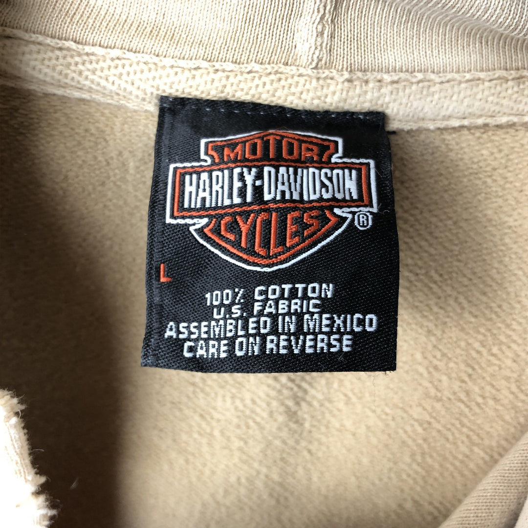 Harley-Davidson Advertising Pullover Hoodie, Men's Size L cotton Beige type Vintage Second Hand