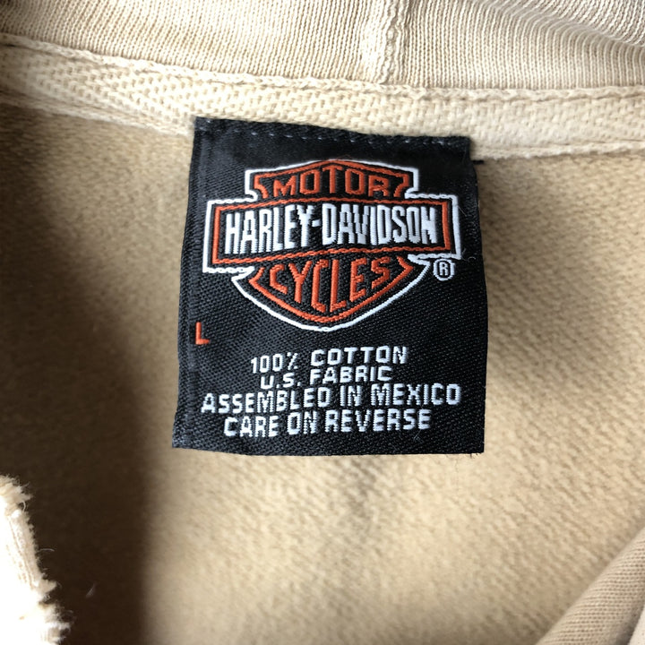 Harley-Davidson Advertising Pullover Hoodie, Men's Size L cotton Beige type Vintage Second Hand