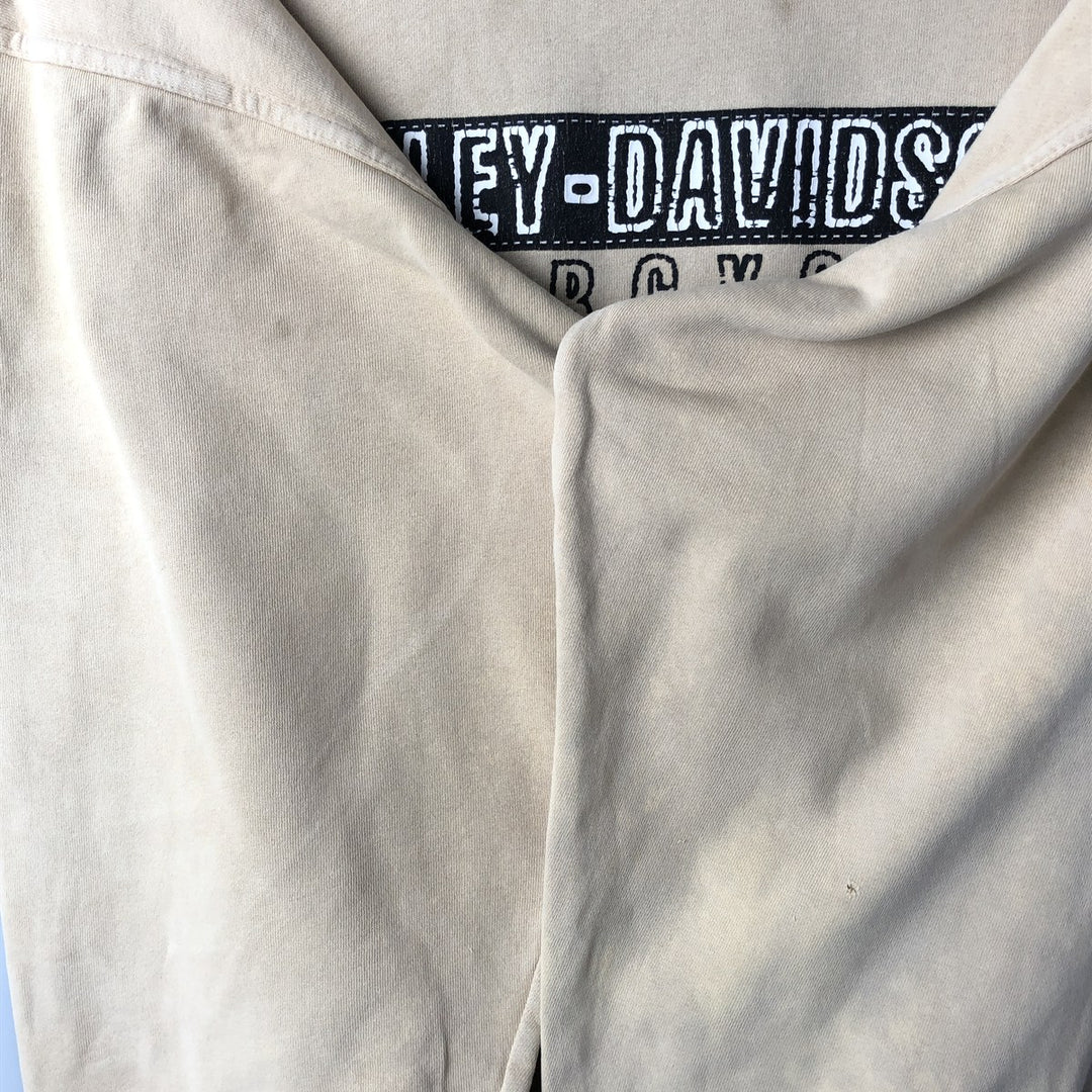 Harley-Davidson Advertising Pullover Hoodie, Men's Size L cotton Beige type Vintage Second Hand