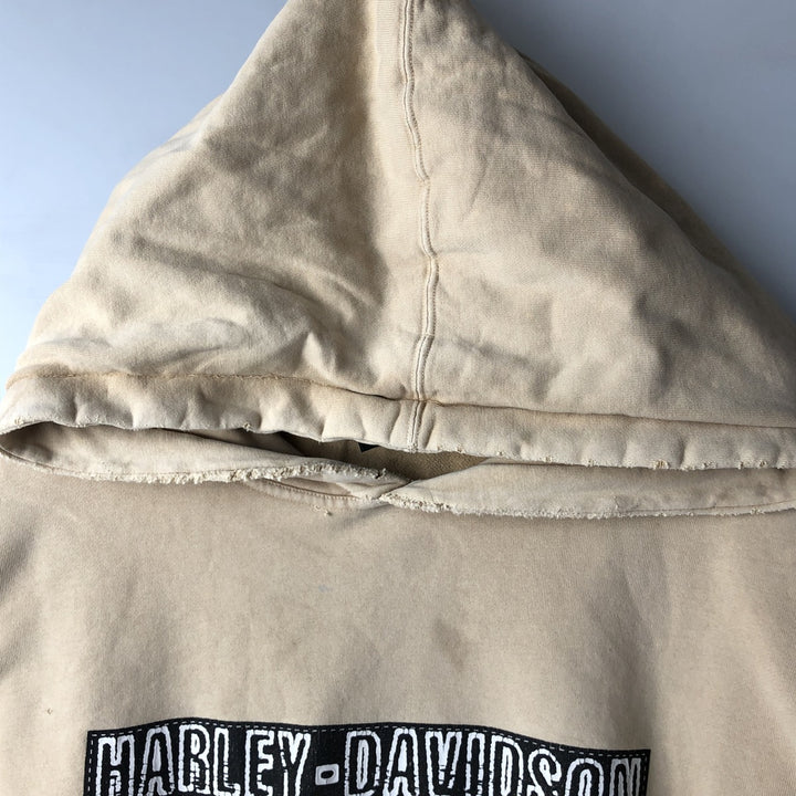 Harley-Davidson Advertising Pullover Hoodie, Men's Size L cotton Beige type Vintage Second Hand