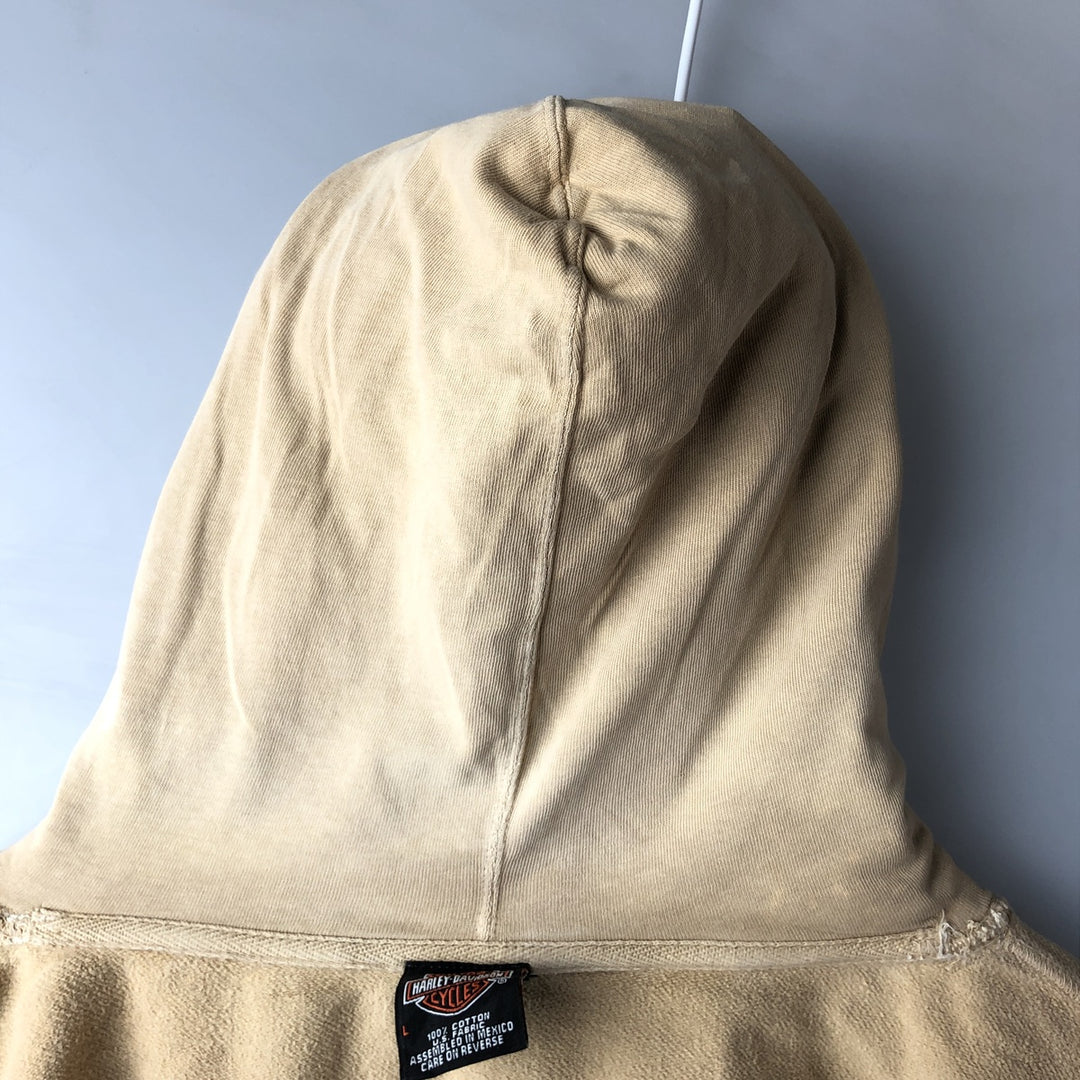 Harley-Davidson Advertising Pullover Hoodie, Men's Size L cotton Beige type Vintage Second Hand