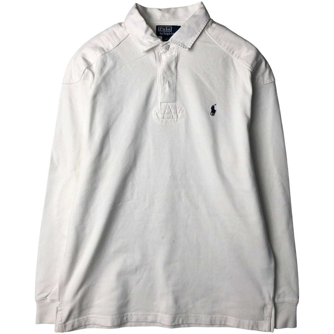 Ralph Lauren POLO by Ralph Lauren CUSTOM FIT long sleeve rugby shirt, men's size L cotton white type Vintage Second Hand
