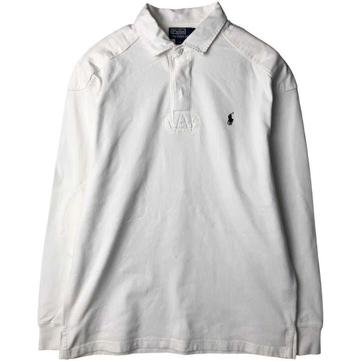 Ralph Lauren POLO by Ralph Lauren CUSTOM FIT long sleeve rugby shirt, men's size L cotton white type Vintage Second Hand