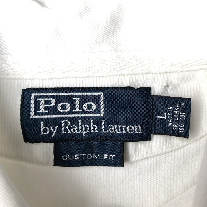 Ralph Lauren POLO by Ralph Lauren CUSTOM FIT long sleeve rugby shirt, men's size L cotton white type Vintage Second Hand
