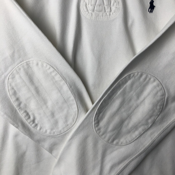 Ralph Lauren POLO by Ralph Lauren CUSTOM FIT long sleeve rugby shirt, men's size L cotton white type Vintage Second Hand