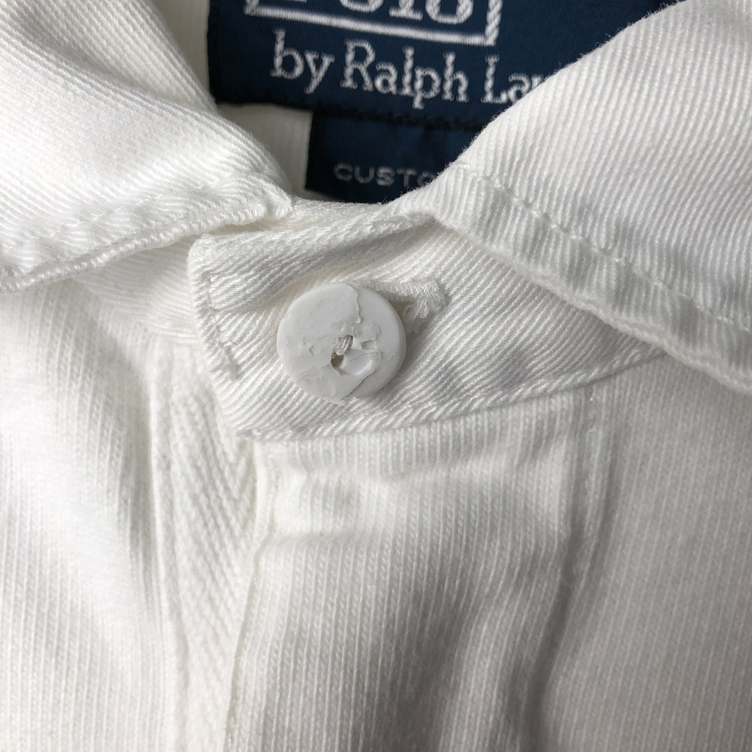 Ralph Lauren POLO by Ralph Lauren CUSTOM FIT long sleeve rugby shirt, men's size L cotton white type Vintage Second Hand