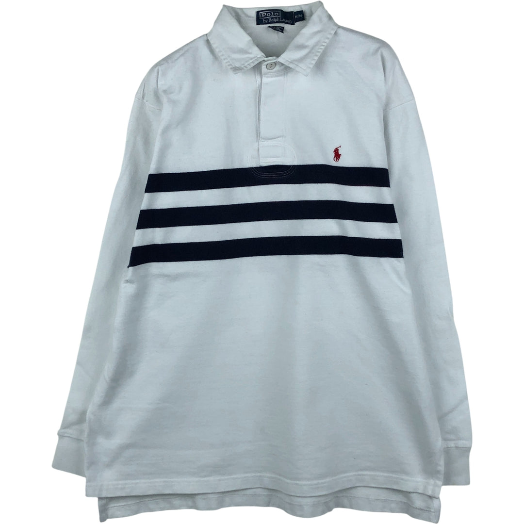 Ralph Lauren POLO by Ralph Lauren long sleeve rugby shirt, men's size M cotton white type Vintage Second Hand