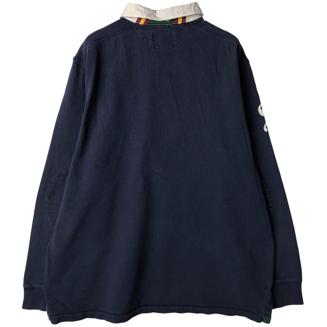 Ralph Lauren POLO by Ralph Lauren CUSTOM FIT Big Pony Long Sleeve Rugby Shirt Men's XL cotton navy blue type Vintage Second Hand