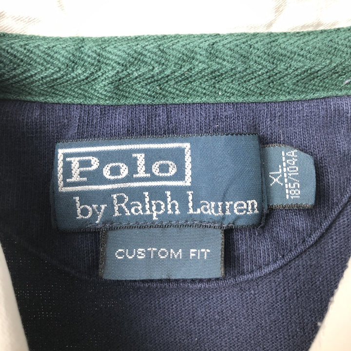 Ralph Lauren POLO by Ralph Lauren CUSTOM FIT Big Pony Long Sleeve Rugby Shirt Men's XL cotton navy blue type Vintage Second Hand