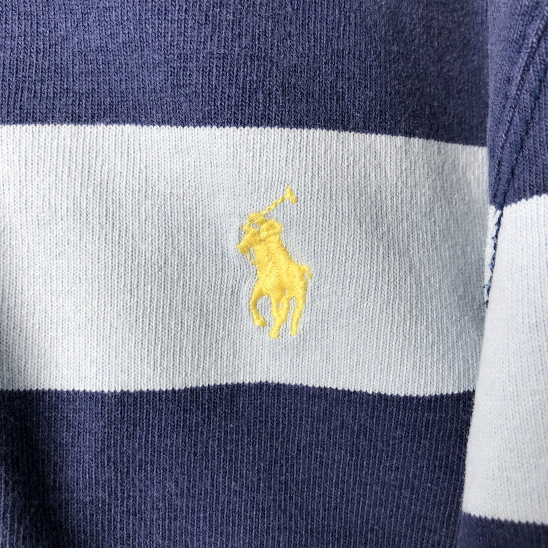 Ralph Lauren POLO by Ralph Lauren CUSTOM FIT Border Pattern Long Sleeve Rugby Shirt Men's L size cotton blue type Vintage Second Hand